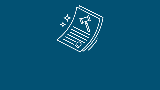 a graphic of a piece of paper with a gavel on it.