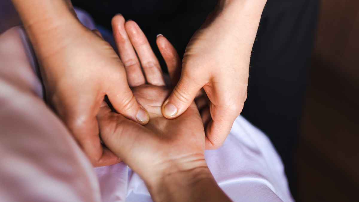 A close-up image of a hand massage.