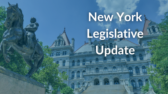a graphic with the NY state capitol building on it and the words "New York Legislative Update" over it.