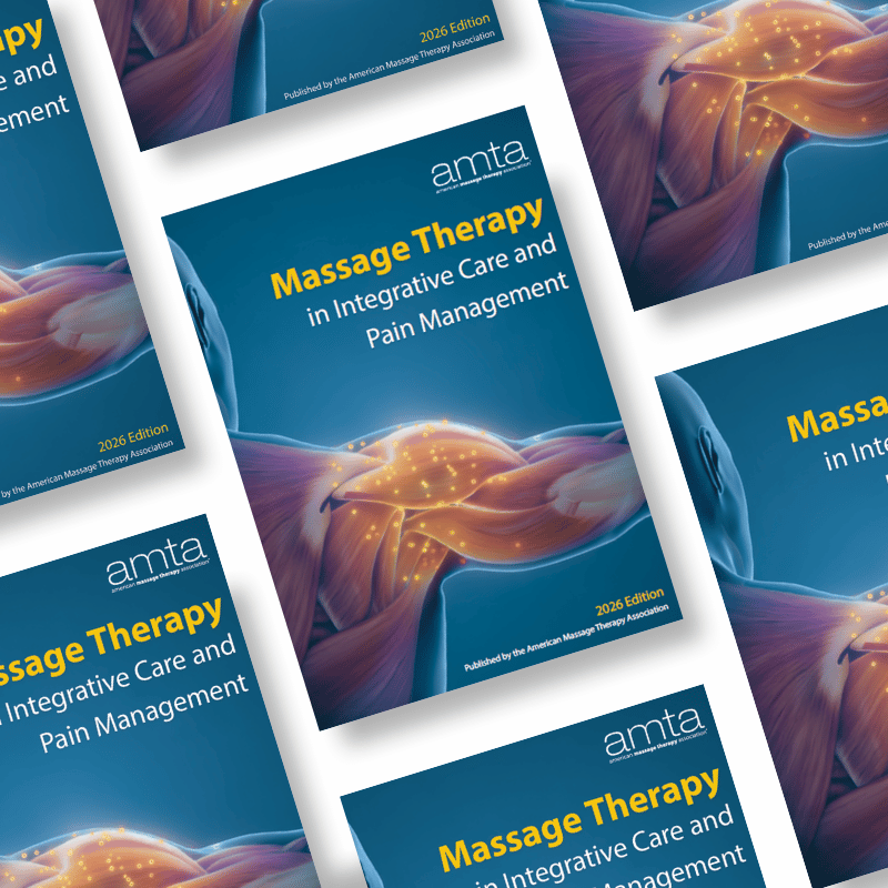 a graphic of the cover of the Massage Therapy in Integrative Care and Pain Management report.