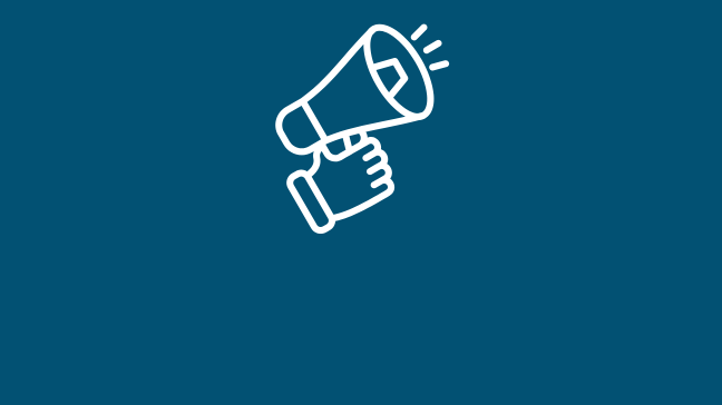 a graphic of a hand holding a megaphone.