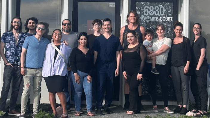 Students posing for camera