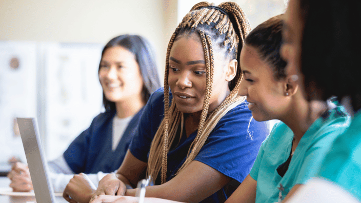 healthcare students in class