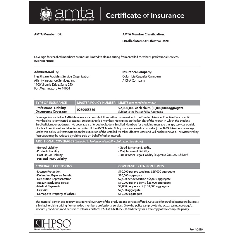 Certificate Of Insurance Amta