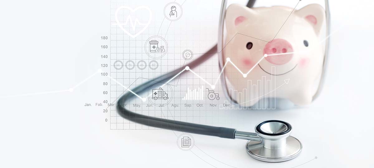 Piggy bank with stethoscope