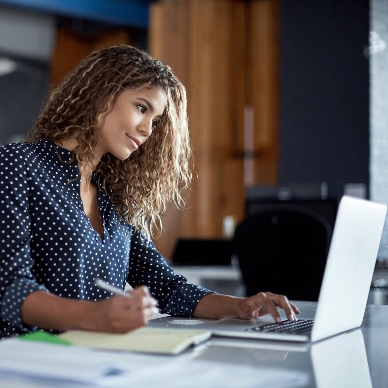 woman working on laptop