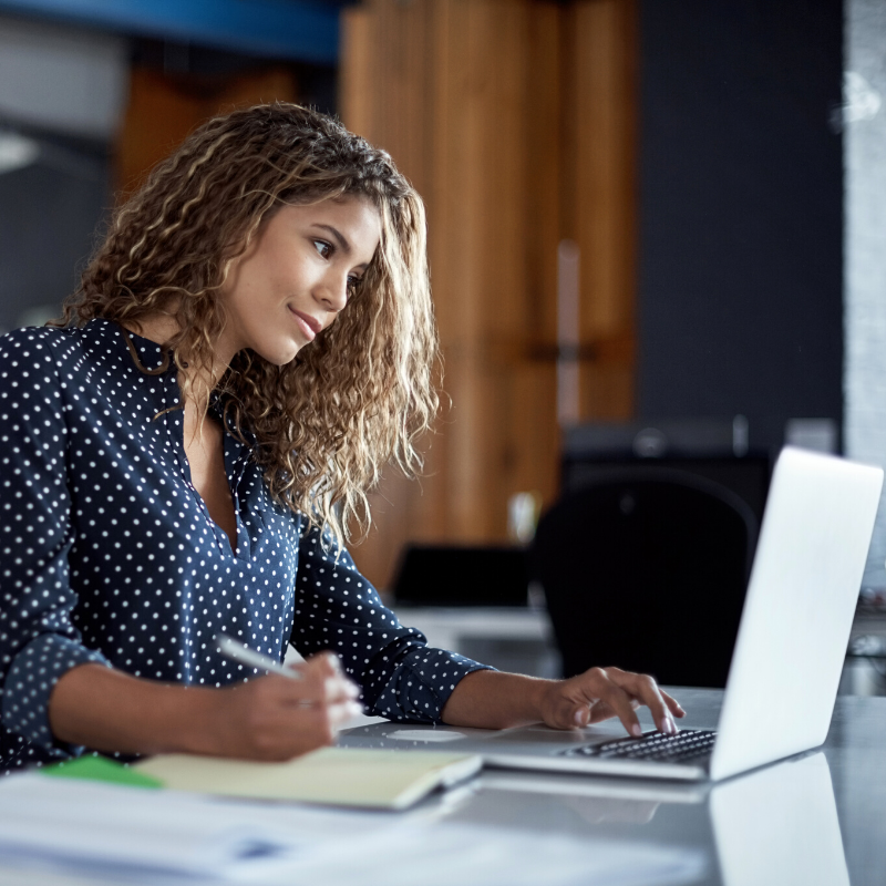 woman working on a computer