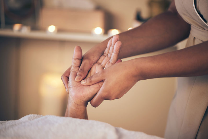 elderly person receiving massage