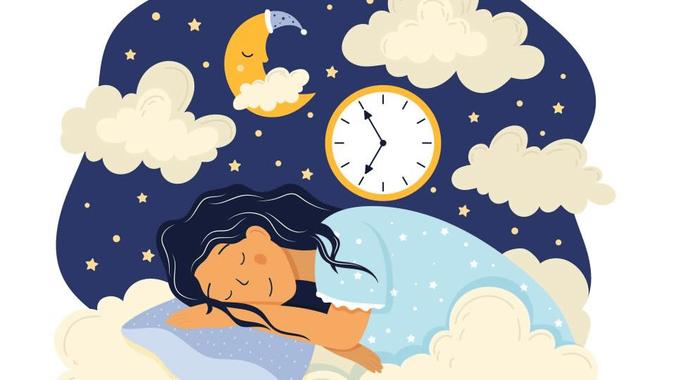 illustration of woman sleeping